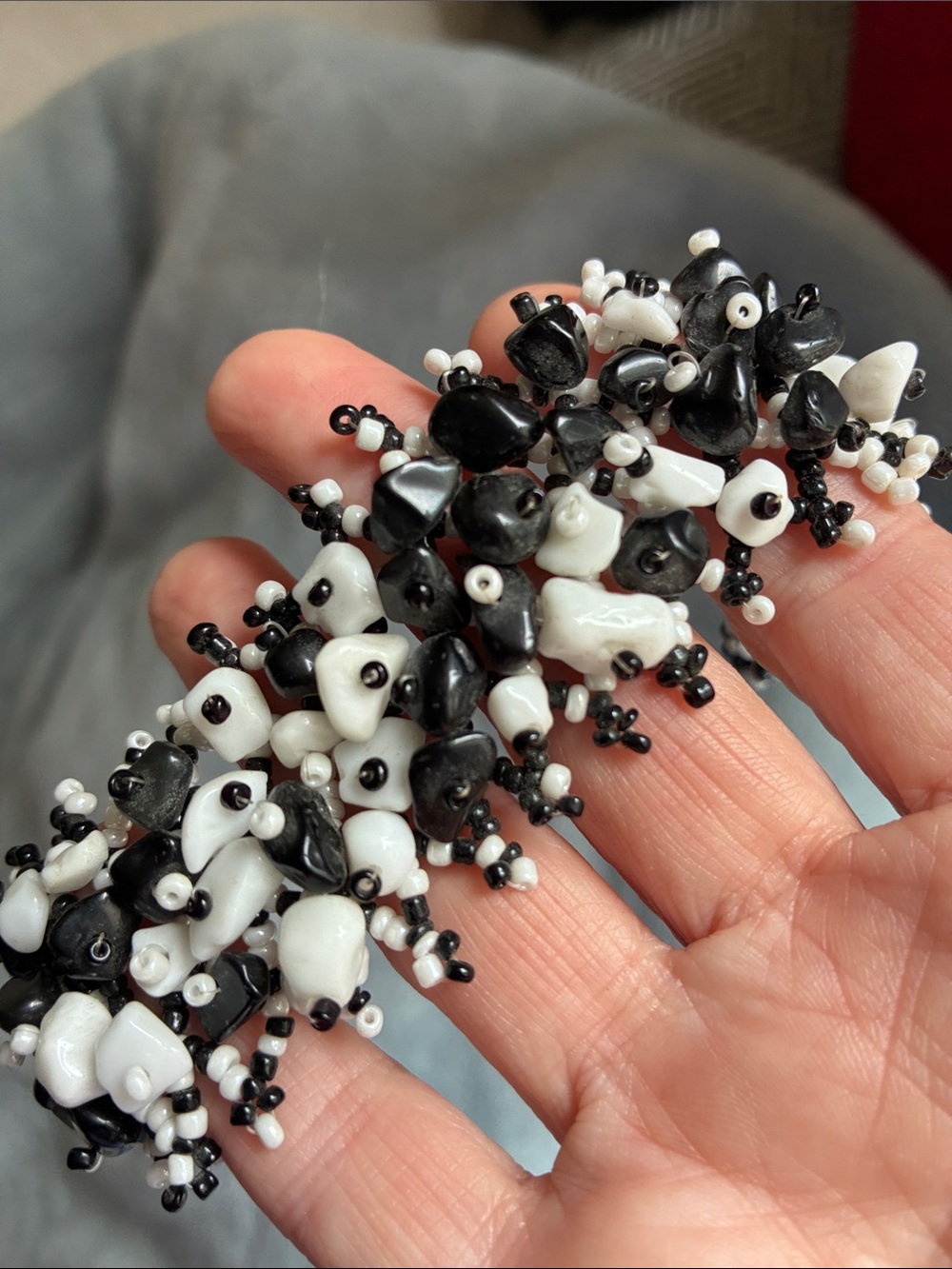 BOGO FREE- Black and White Seed Bead Cluster Bracelet - Women Jewelry